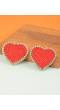 Red Heart Beaded Stud Earrings for Women & Girls