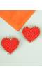 Red Heart Beaded Stud Earrings for Women & Girls