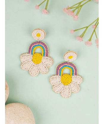 Sunshine Daily Earrings- Multi-Color 'Flower' Beaded Drop