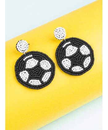 Quirky Beaded Football Drop Earrings