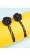 Black Beaded Flower Tassel Earrings for Women/Girls