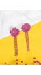 Pink Rhinestone Flower Tassel Earrings for Women