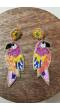 Pink Handmade Beaded Parrot Earrings for Girls
