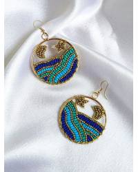 Buy Online Crunchy Fashion Earring Jewelry Sky Blue Beaded Flower Studs for Women Drops & Danglers CFE2140