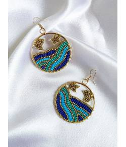 Blue Ocean Handmane Beaded Earrings for Stylish Look