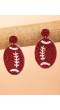 Brown Rugby Football Earrings - Beaded Sports-Themed Jewelry