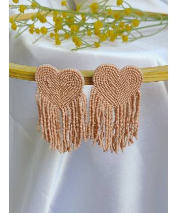 Peach Heart Beaded Tassel Earrings for Girls/Women