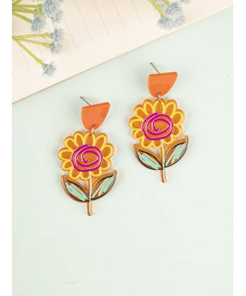 Stylish Acrylic Sunflower Earrings for Girls & Women