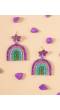 Purple Bliss Acrylic Rainbow Earrings for Women & Girls