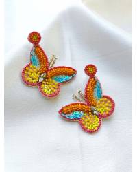 Buy Online Crunchy Fashion Earring Jewelry Multicolor Beaded Floral Bridal Haldi-Mehndi Jewellery Set Handmade Beaded Jewellery CFS0471