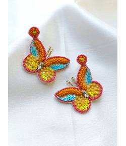 Quirky Handmade Beaded Butterfly Earrings for Women 