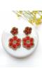Red Floral Handmade Earrings for Women