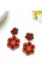 Red Floral Handmade Earrings for Women