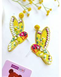 Buy Online Crunchy Fashion Earring Jewelry Ethnic Peach-Pink Floral Haldi Mehndi Jewellery Set for Women Necklaces & Chains CFS0585