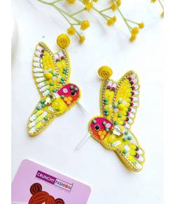 Yellow Quirky Beaded Parrot Drop Earrings for Women & Girls