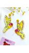 Yellow Quirky Beaded Parrot Drop Earrings for Women & Girls