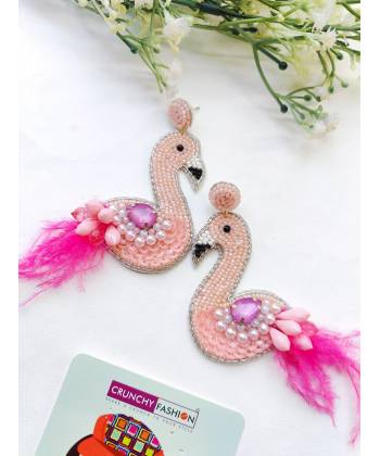 Quirky Fashion Flamingo Bird Beaded earrings for Beach,