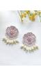 Babby Pink Floral Studs | Beaded Handmade Earrings for Women