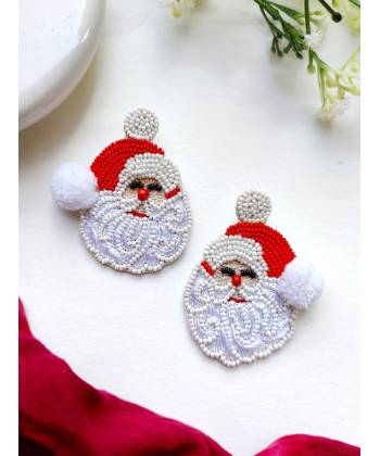 Handmade Beaded Santa Earrings for Women