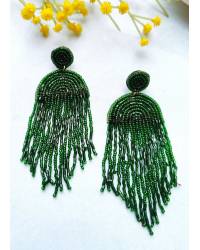 Buy Online Crunchy Fashion Earring Jewelry Yellow-Green Beaded Floral Jewelry Set for Women, Haldi Handmade Beaded Jewellery CFS0472