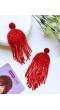 Red Handmade Tassel Statement Earrings for Girls & Women