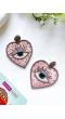 Pink Evil Eye Beaded Heart Handmade Earrings for Women