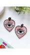 Pink Evil Eye Beaded Heart Handmade Earrings for Women