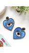 Sky Blue Handmade Evil Eye Heart Earrings for Women and