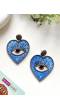 Sky Blue Handmade Evil Eye Heart Earrings for Women and