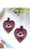 Purple Evil Eye Heart Boho Handmade Earrings for Women