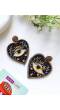 Black Evil Eye Heart Boho Handmade Earrings for Women