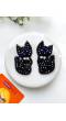 Stylish Black Kitty Handmade Beaded Earrings