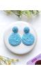Stylish Aqua Blue Circles Handmade Beaded Earrings for