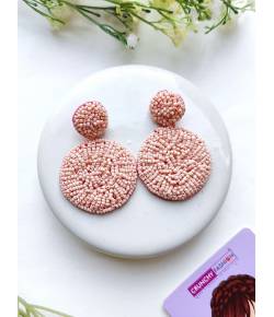 Blush Peach Circles Handmade Beaded Earrings for Women and