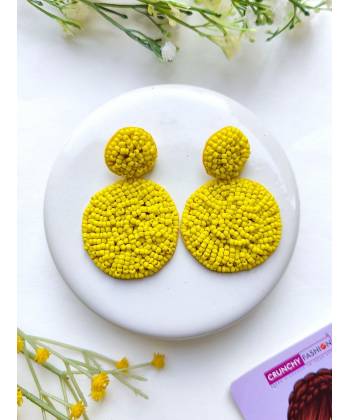 Yellow Circles Handmade Beaded Earrings for Women and Girls