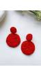 Red Beaded Circles Dangler Earrings for Women & Girls