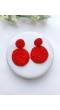 Red Beaded Circles Dangler Earrings for Women & Girls
