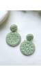 Mint Green Handmade Beaded Circular Earrings for Women &
