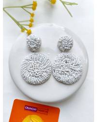 Buy Online Crunchy Fashion Earring Jewelry Peach-Orange Handmade Sequence Flowers Jewellery Set Handmade Beaded Jewellery CFS0563