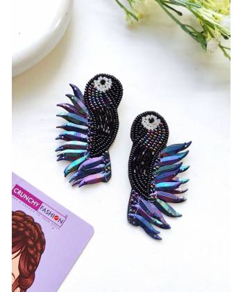 Quirky Handmade Beaded Bird Earrings for Girls