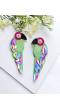 Green Quirky Beaded Parrot Earrings for Women-Statement Handmade jewellery