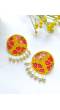 Stylish Yellow-Pink Handmade Beaded Earrings for Women &