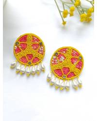 Buy Online Crunchy Fashion Earring Jewelry Red Beaded Stud Earring Handmade Beaded Jewellery CFE1540