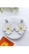 White Flower Handmade Earrings - Beaded Jewellery for Women