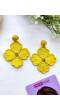 Yellow Floral Handmade Dangler Earrings for Women & Girls
