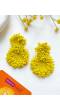 Yellow Handmade Beaded Dangler Earrings for Women