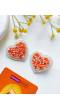 Orange Blushing Heart Handmade Stud Earrings for