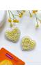 Blushing Heart Yellow Handmade Stud Earrings for Women and