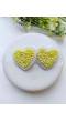 Blushing Heart Yellow Handmade Stud Earrings for Women and