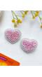 Pink Blushing Heart Handmade Stud Earrings for Women and